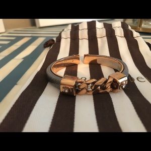 Henri Bendel Cuff Grey Leather & Rose Gold